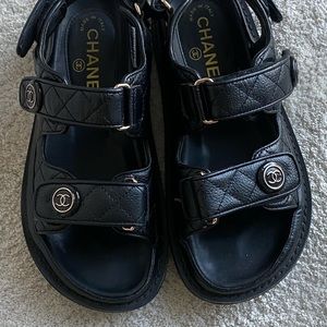 Quilted Dad Sandals in Leather